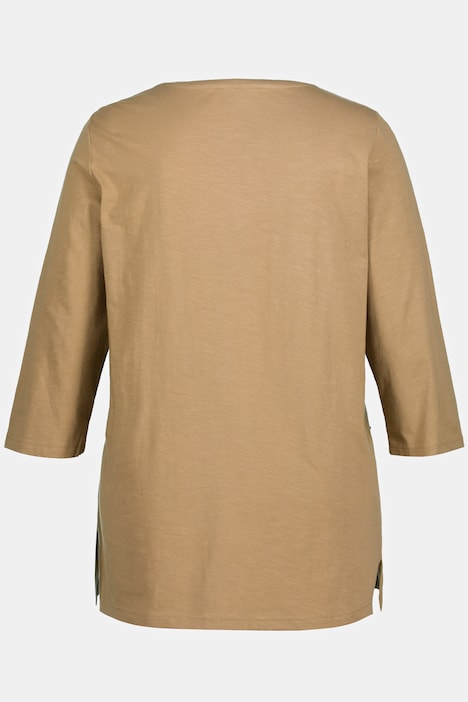 Shirt, Taschen, Rundhals, 3/4-Arm, Biobaumwolle