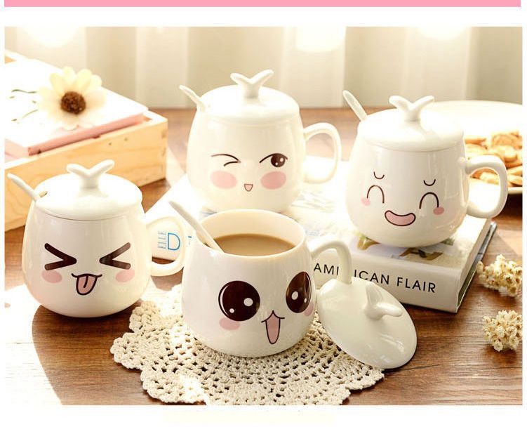 Baburu - Emoji Beker / Deksel / Lepel (Set of Individueel Stuk)
