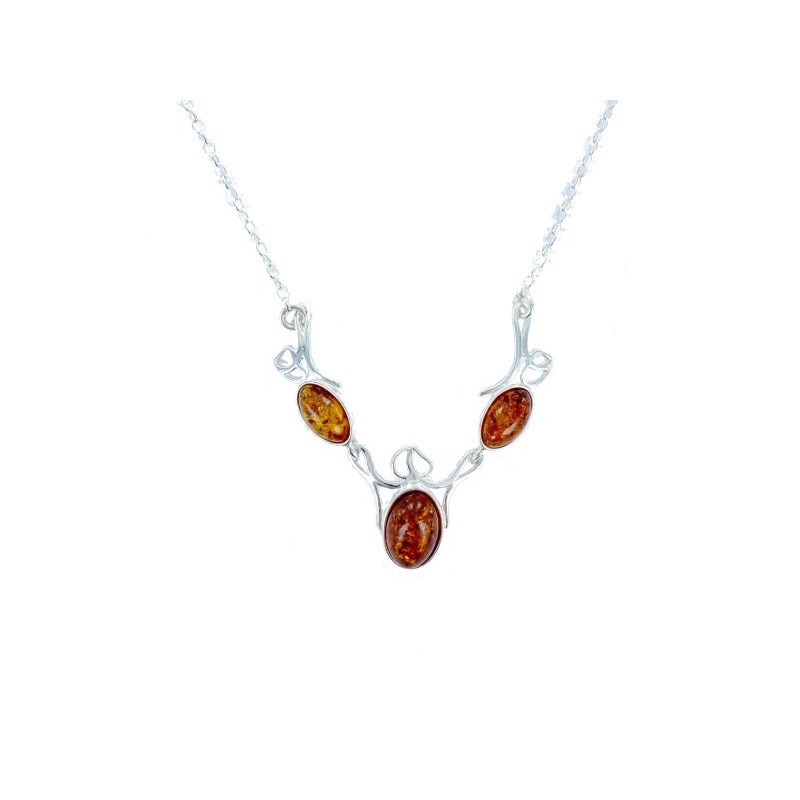 Collier argent 925 Ambre veritable de la mer Baltique