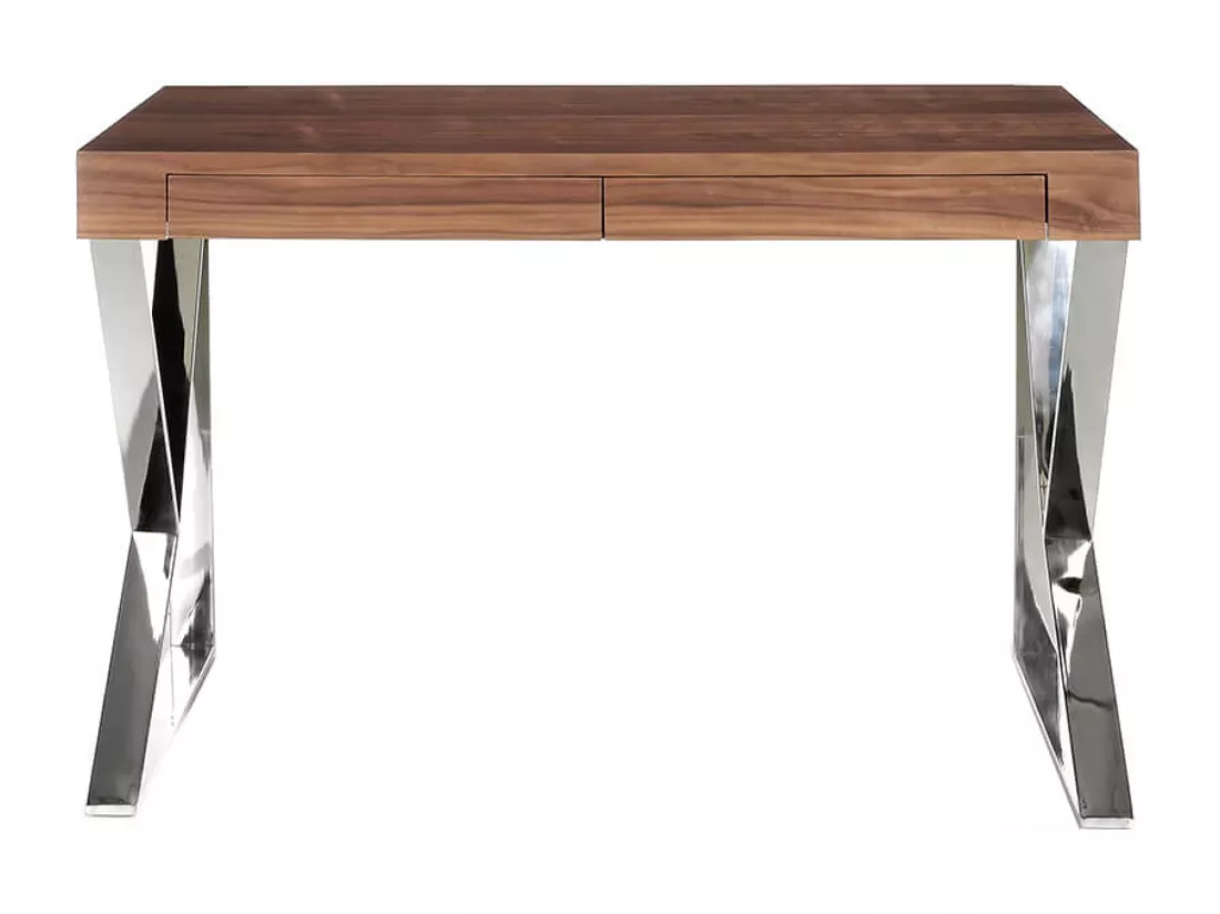 Bureau en bois de noyer et acier chromé 3015 ANGEL CERDA