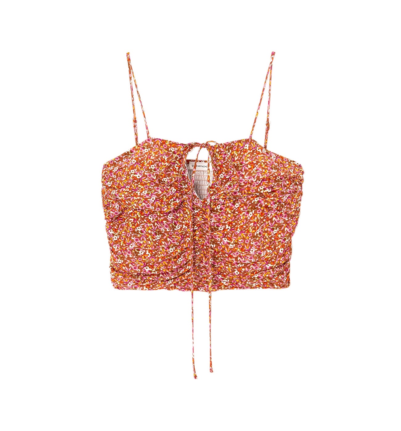 Crop top smocké Femme - Imprimé multicolore