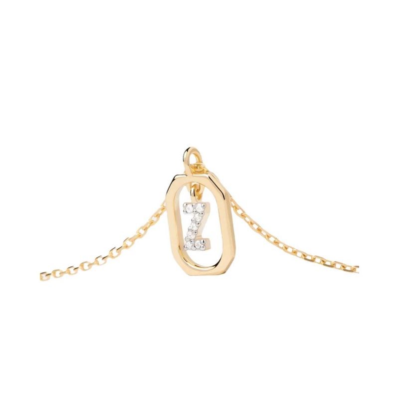 PDPAOLA Collier en argent plaqué or - Mini Lettre Z  - CO01-537-U