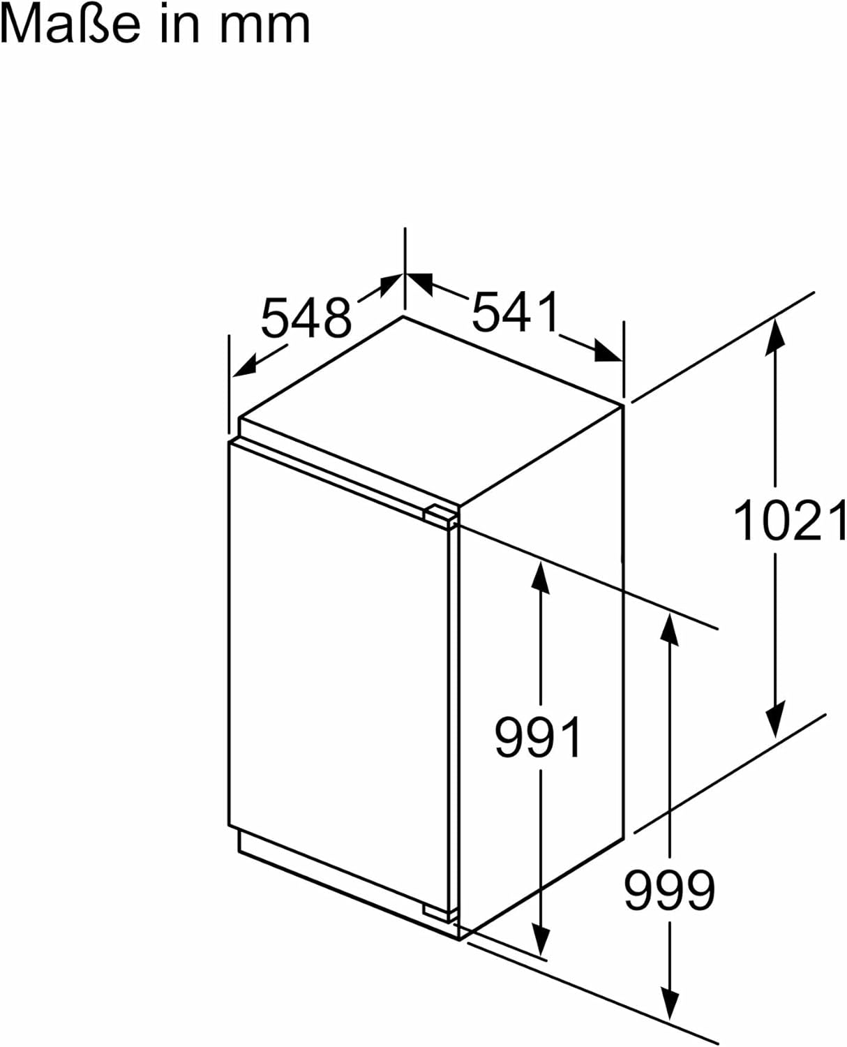 Bosch KIR31VFE0 Einbau-Kühlschrank Serie 4, integrierbarer Kühlautomat ohne Gefrierfach 102x56 cm, 165L Kühlen, Flachscharnier, MultiBox XXL, LED-Beleuchtung, EcoAirflow, SuperCooling