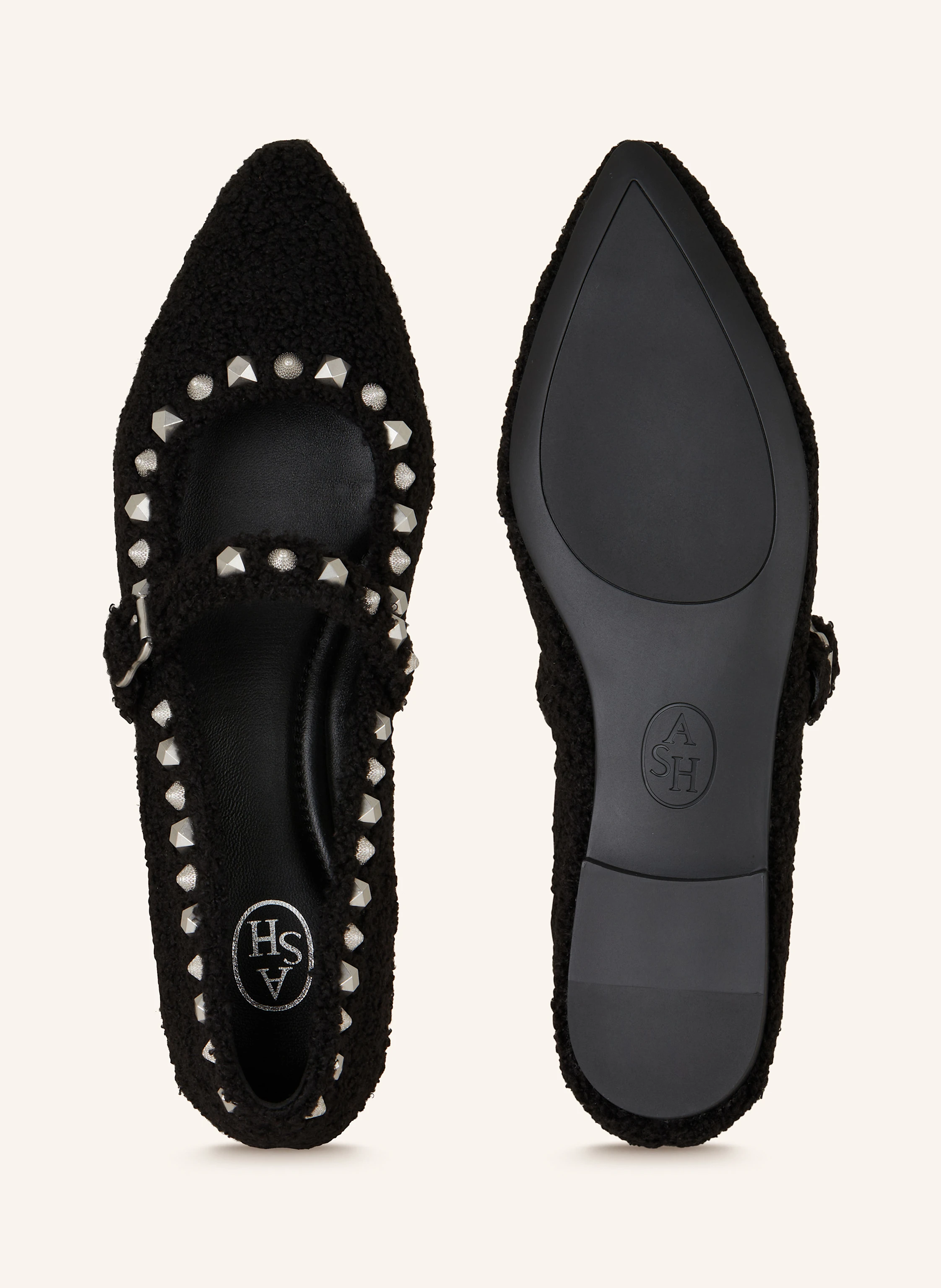 ash Ballerinas BEATNIK mit Teddyfell und Nieten