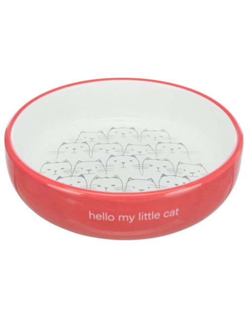 Trixie Voer\/Waterbak Hello My Little Cat Keramiek - Kattenvoerbak - Ø15 cm 339 g Oranje Wit