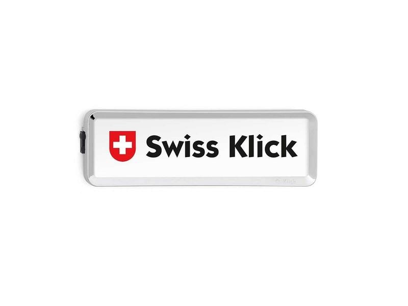 Swiss Klick Kennzeichenhalter Hochformat Vorderseite Chrom Nummernschild für vorne 8 x 30 cm
