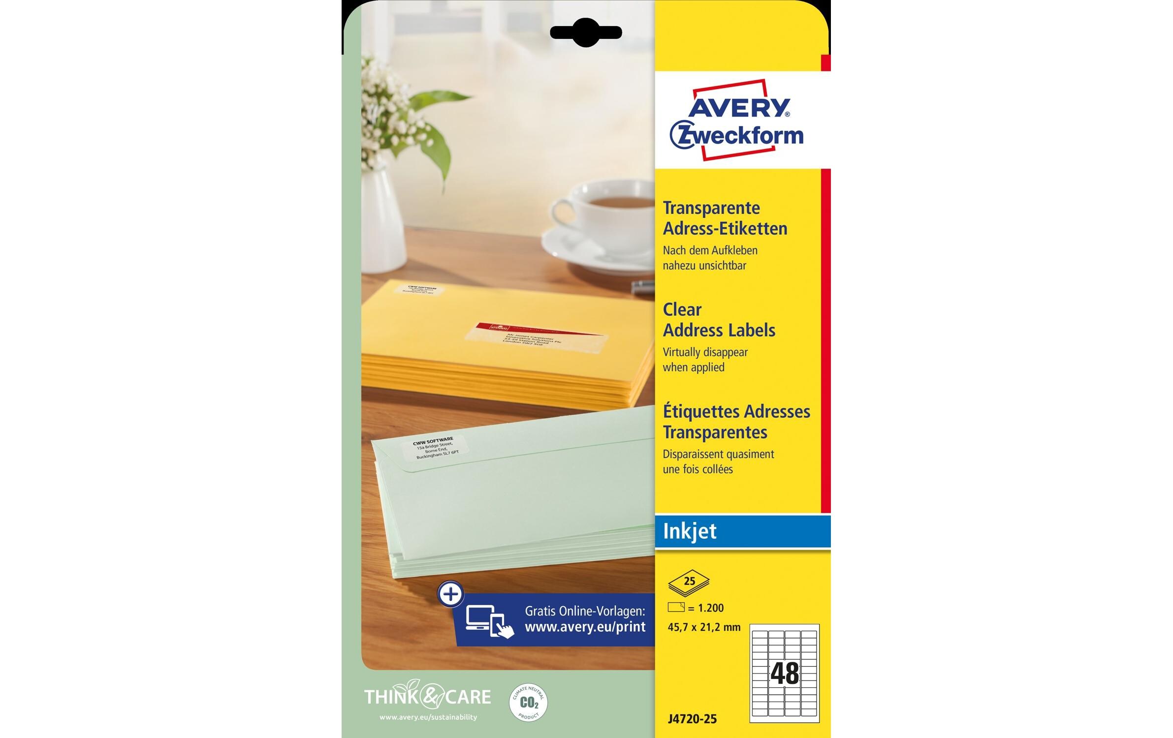 Adressetiketten 45.7 x 21.2 mm, 25 BlattUmweltfreundliche Adress-Etiketten