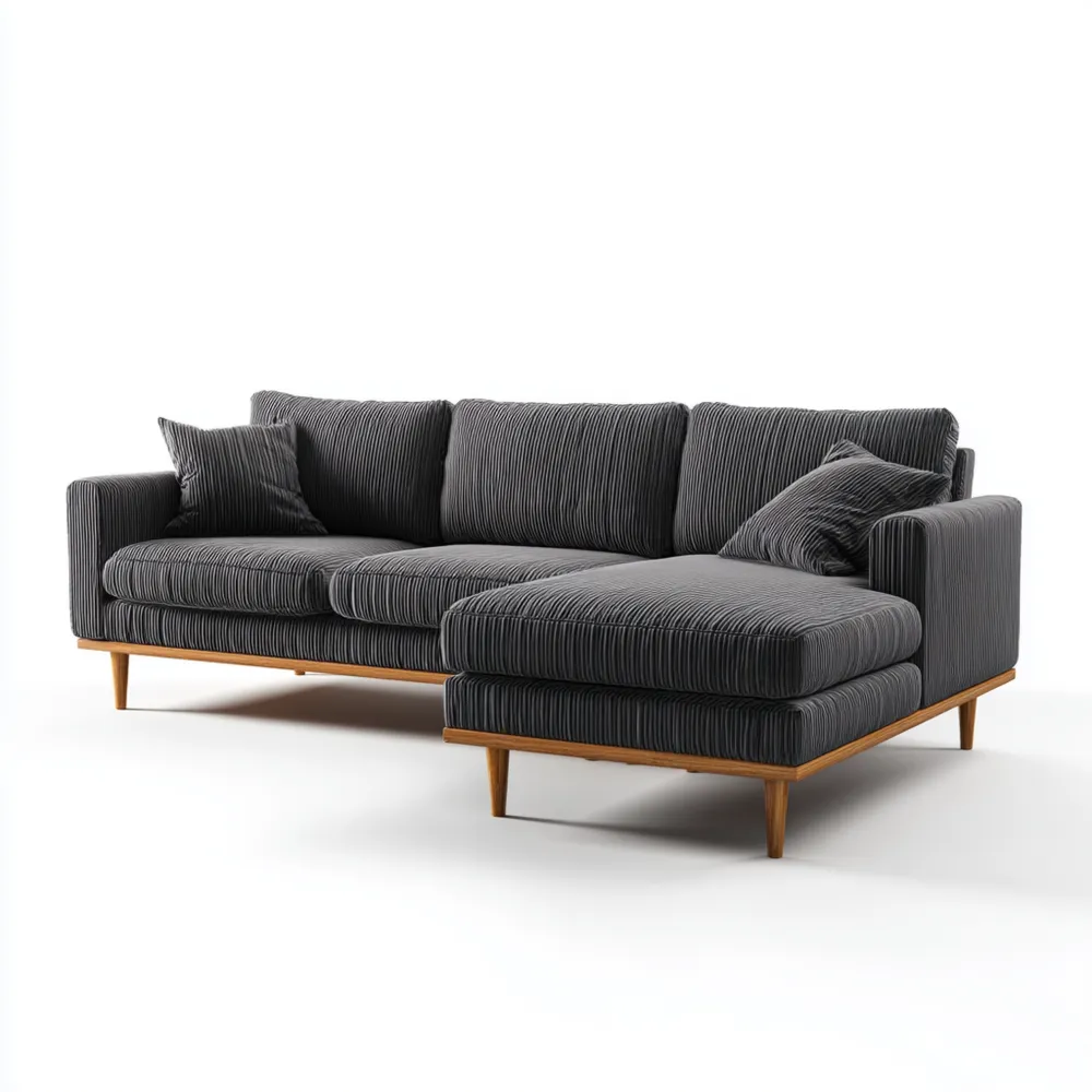 Ecksofa Cord 280x170x85 cm - Dunkelgrau - Modernes Design
