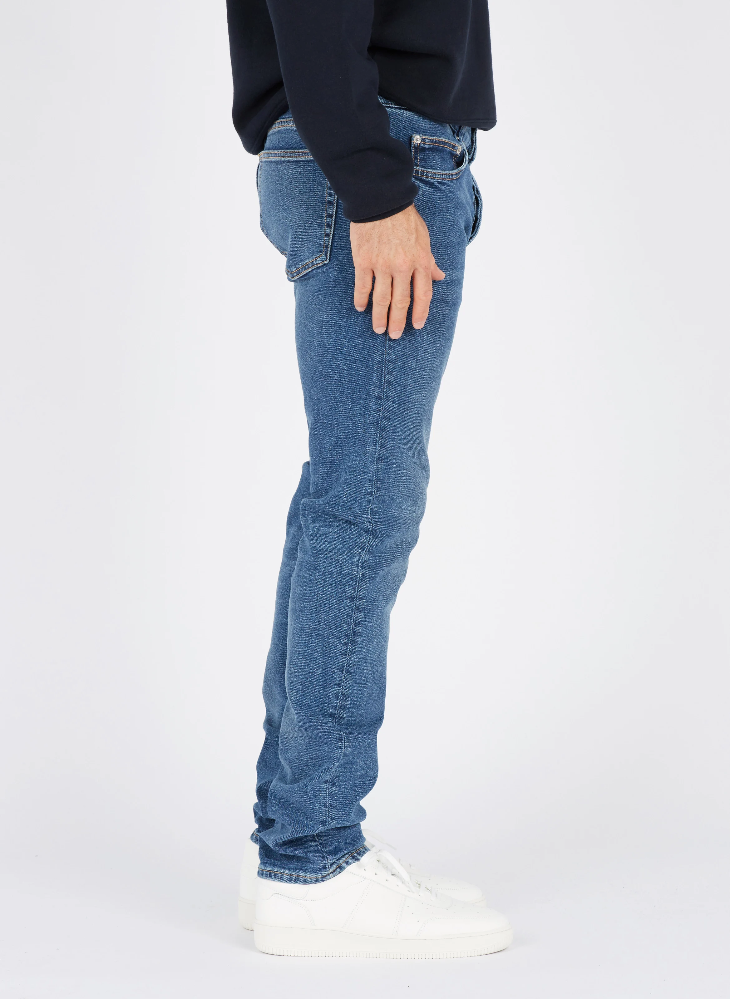 Jean slim taille normale en coton stretch | Bleu