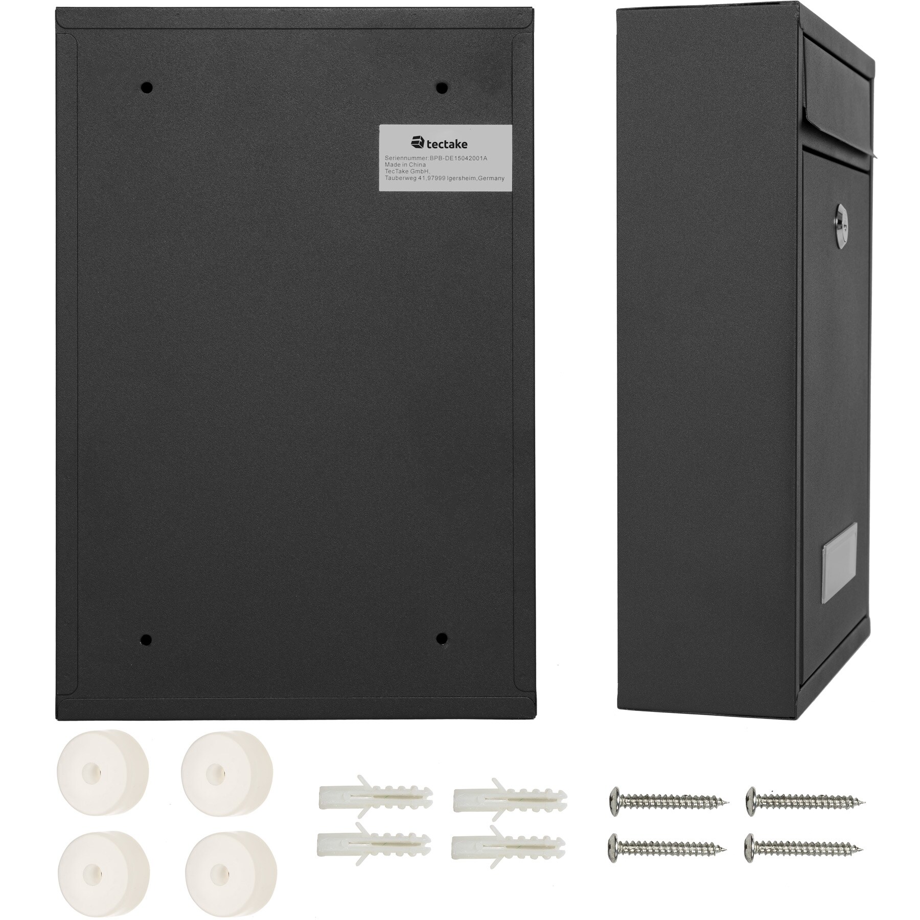 tectake® Briefkasten, aus beschichtetem Stahl, erweiterbar, inklusive Namensschild, 215 x 90 x 320 mm