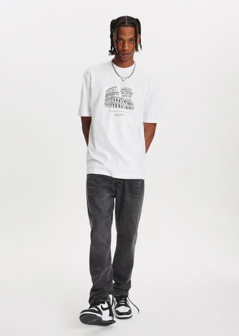 T-shirt met print colosseum wit (WIT)