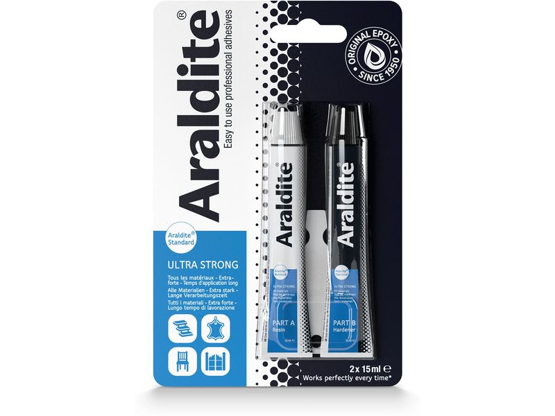Araldite Zweikomponentenkleber Standard Ultra Strong 15 ml Universeller 2-Komponenten Klebstoff