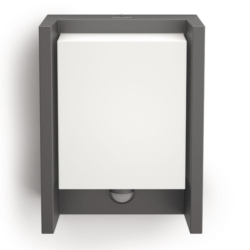 Arbour LED wandlamp in antraciet en wit, 3,8W, 800lm, IP44, met bewegingsmelder en schemersensor