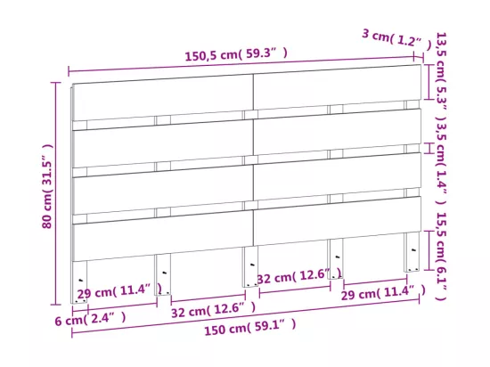 Tête de lit cire marron 150 cm bois massif de pin