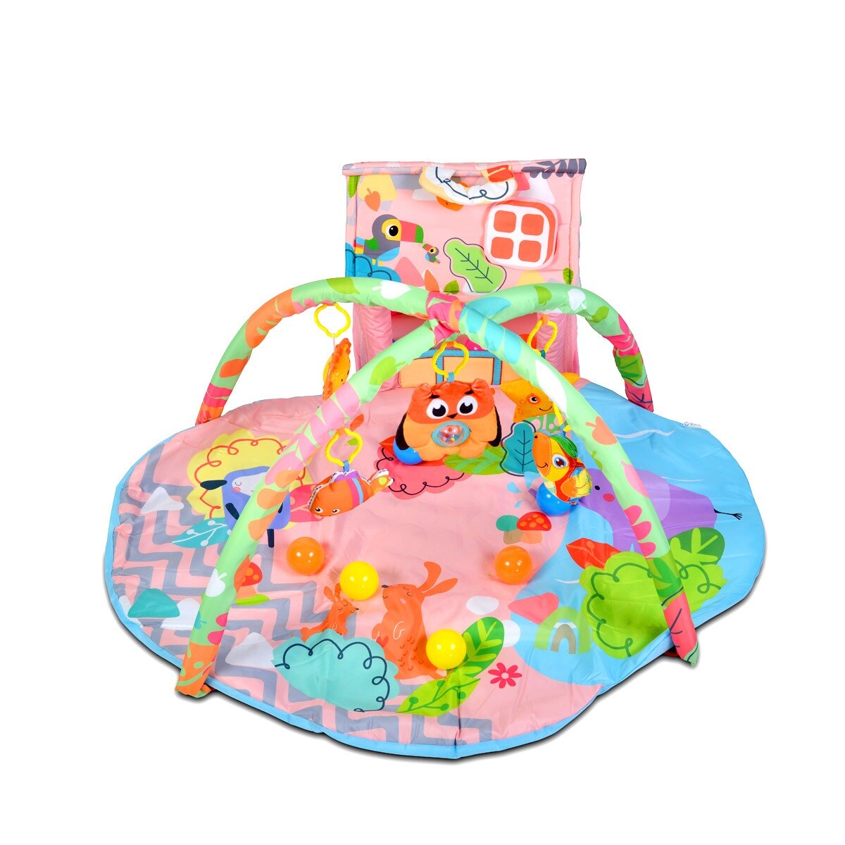 Moni Spielbogen Happy Farm Activity Center 30 Spielbälle kleines Haus Greiflinge pink