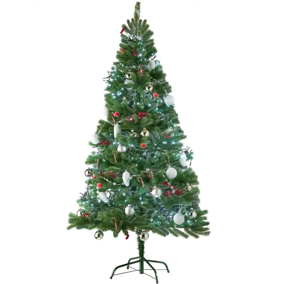 tectake Kunstkerstboom met spuitgegoten metalen standaard, Groen