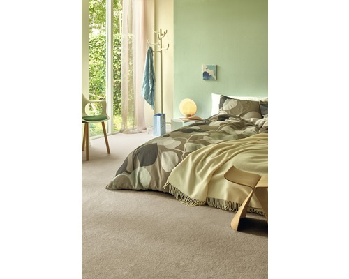 Tapijt, gesneden velours, Sedna® Proteus, 100% Econyl® garen, lichtbeige, 400 cm breed (per meter verkocht)