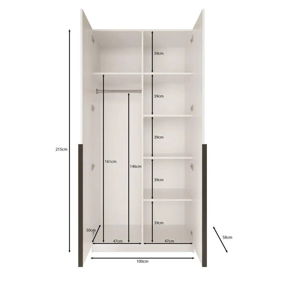 Meubella - Kledingkast Bruno - Eiken - 100 cm