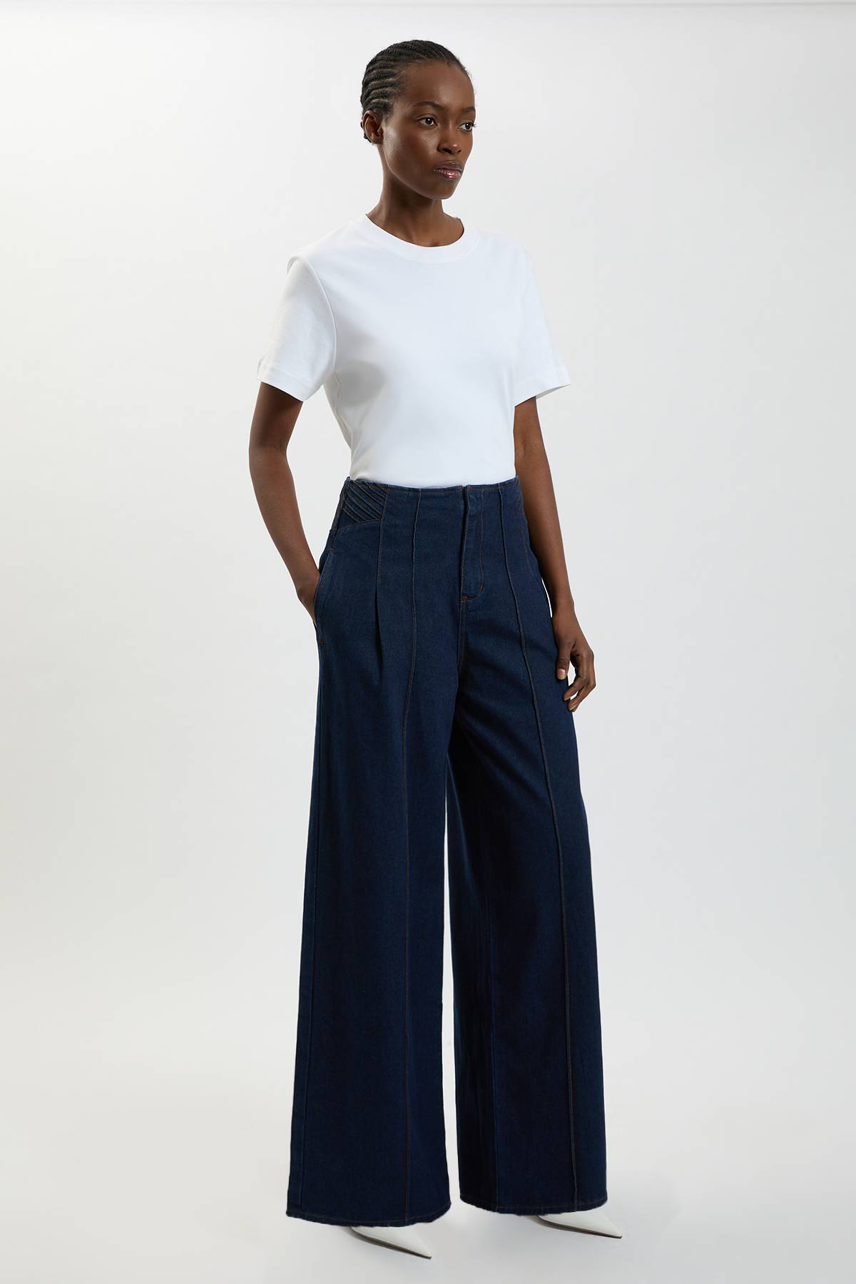 KarenMillen Jean Large En Denim Avec Détails De Coutures
