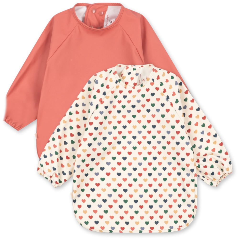 Køb Konges Sløjd Coeur Colore/Faded Rose 2 Pak Dinner Hagesmæk Med Ærmer