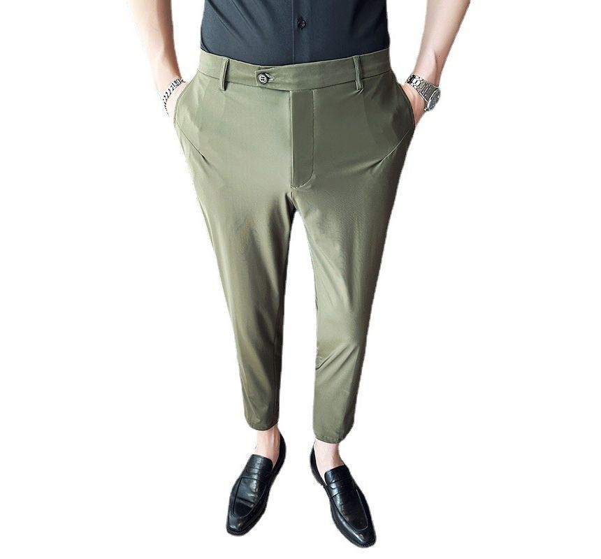 Lefitt - Effen cropped taps toelopende pantalon