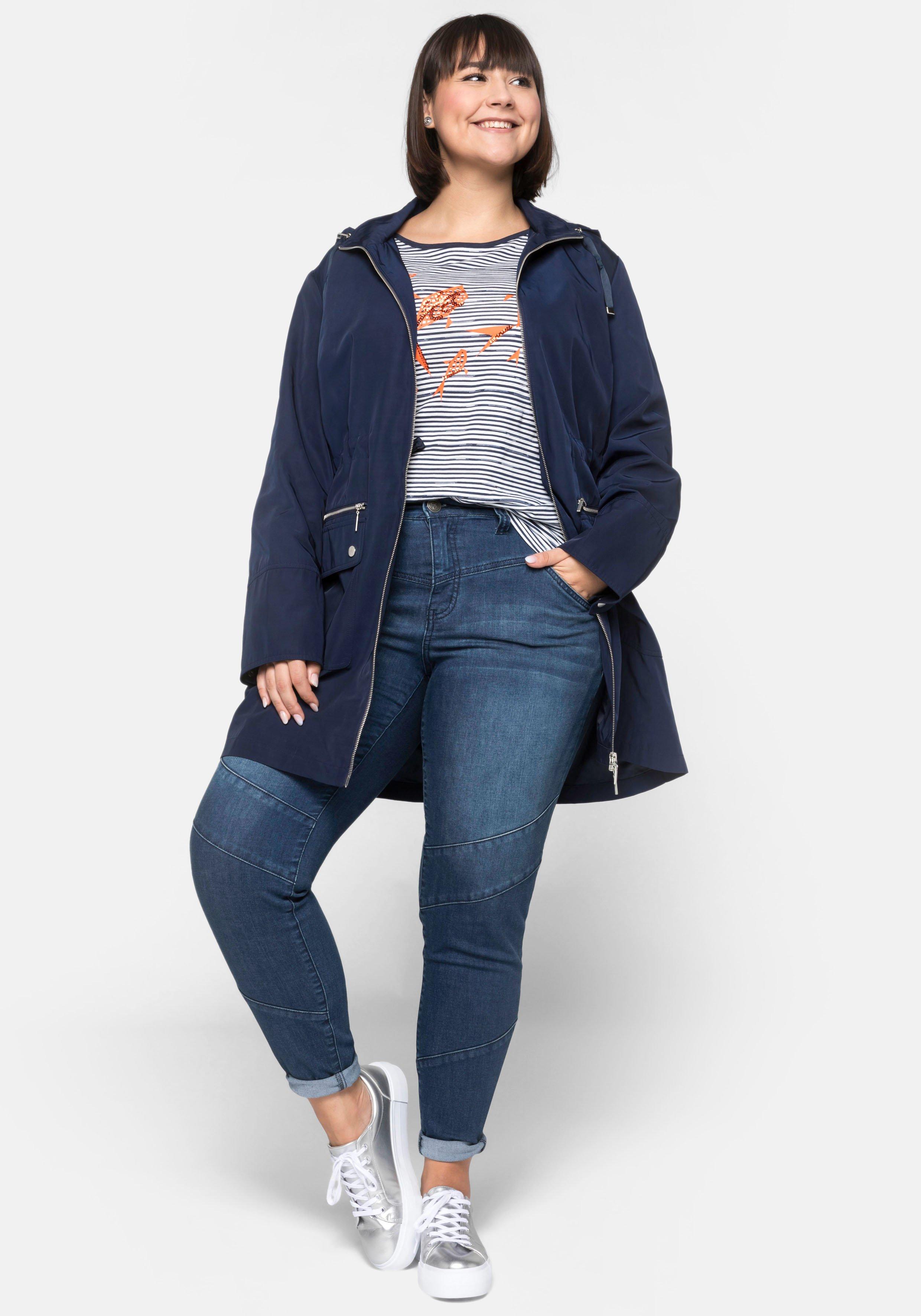 Outdoorjacke mit Kapuze und 2-Wege-Reißverschluss