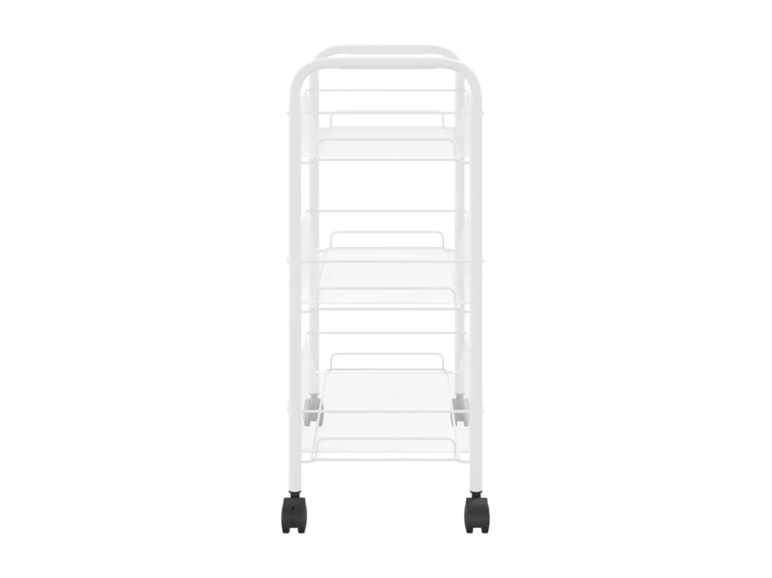 Chariot de cuisine à 3 niveaux Blanc 46x26x64 cm Fer