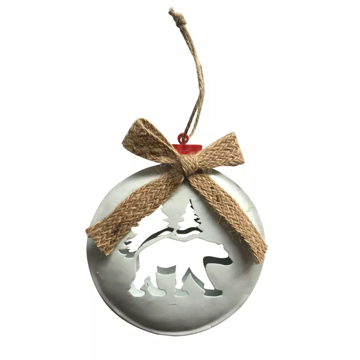 Suspension de fête (H12 cm) Rond Ours Argent