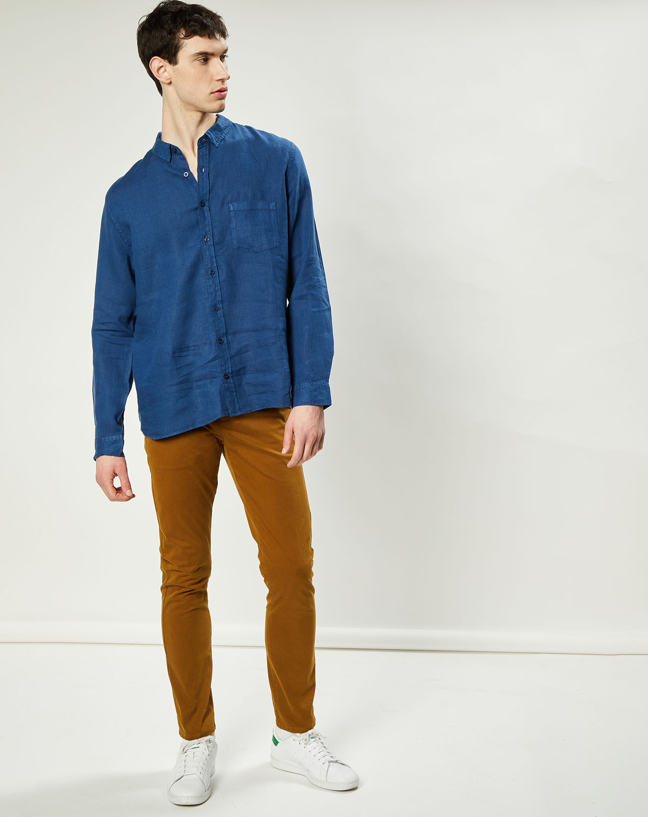 Harris Wilson Chemise slim 100% Lin Efesio indigo