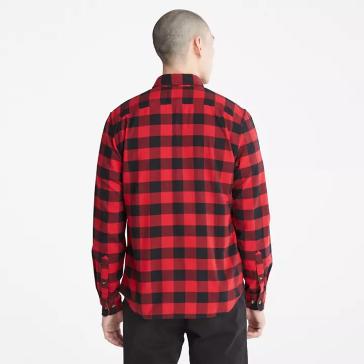 Camisa xadrez de manga comprida Mascoma River para homem, na cor vermelha.