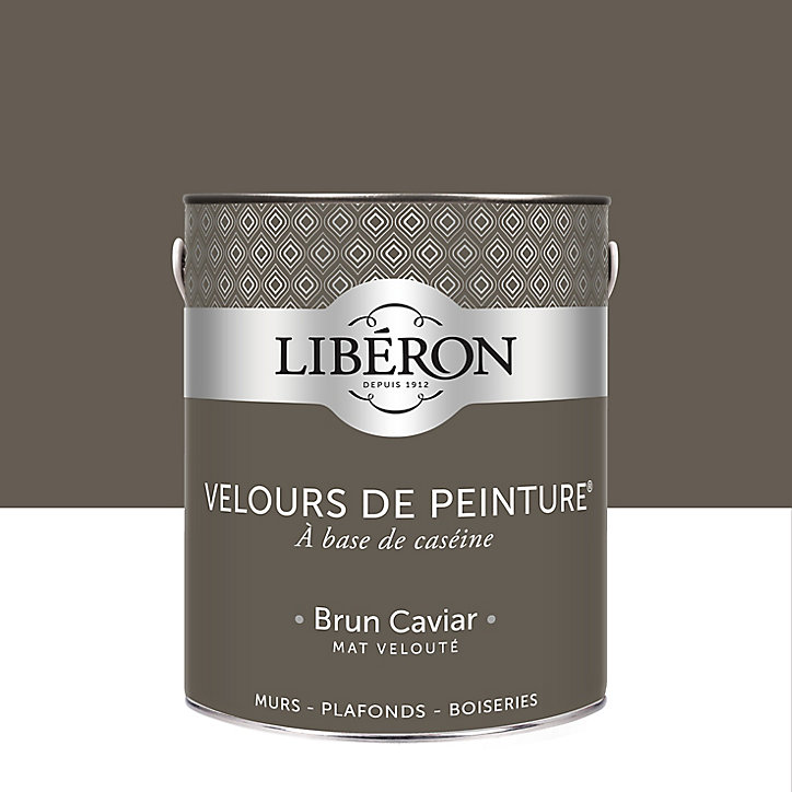 Peinture murs, plafonds et boiseries Velours de peinture marron brun caviar Libéron 2,5L