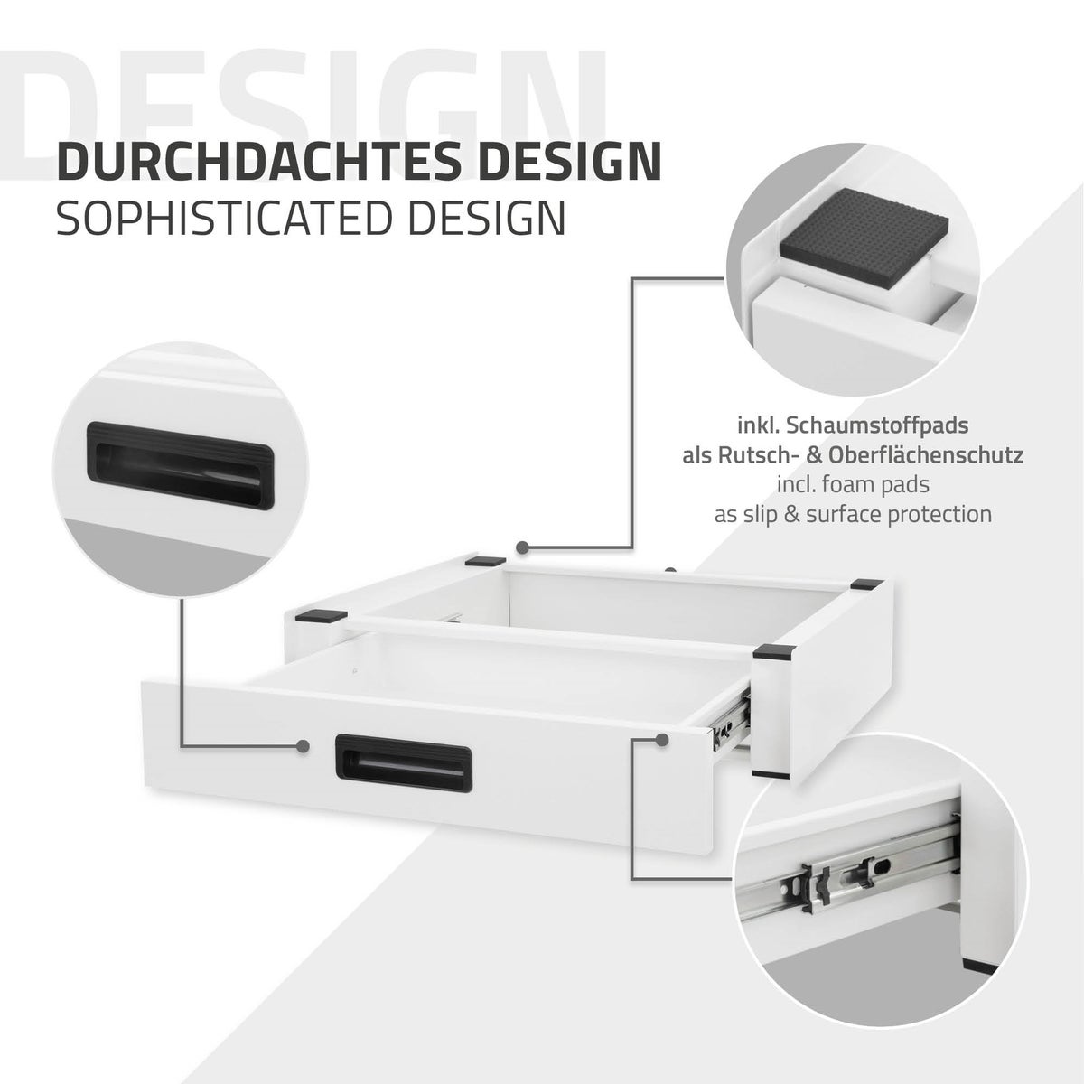 ML-Design stapelkit voor wasmachine en droger met uittreklade, staal, 60x55cm, wit, antislip, universele stapelkit, stapelframe, drogerstapel