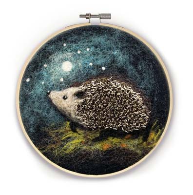 Hedgehog In A Hoop Needle Felting Kit