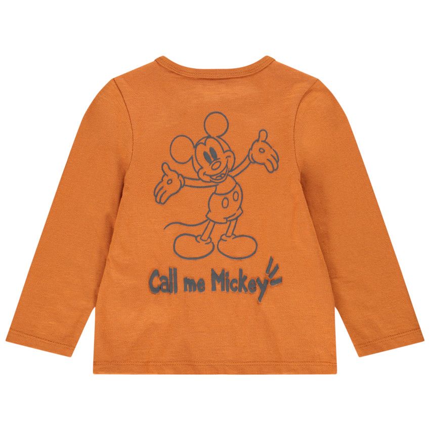 T-shirt manches longues print Mickey Disney pour bébé garçon - Marron