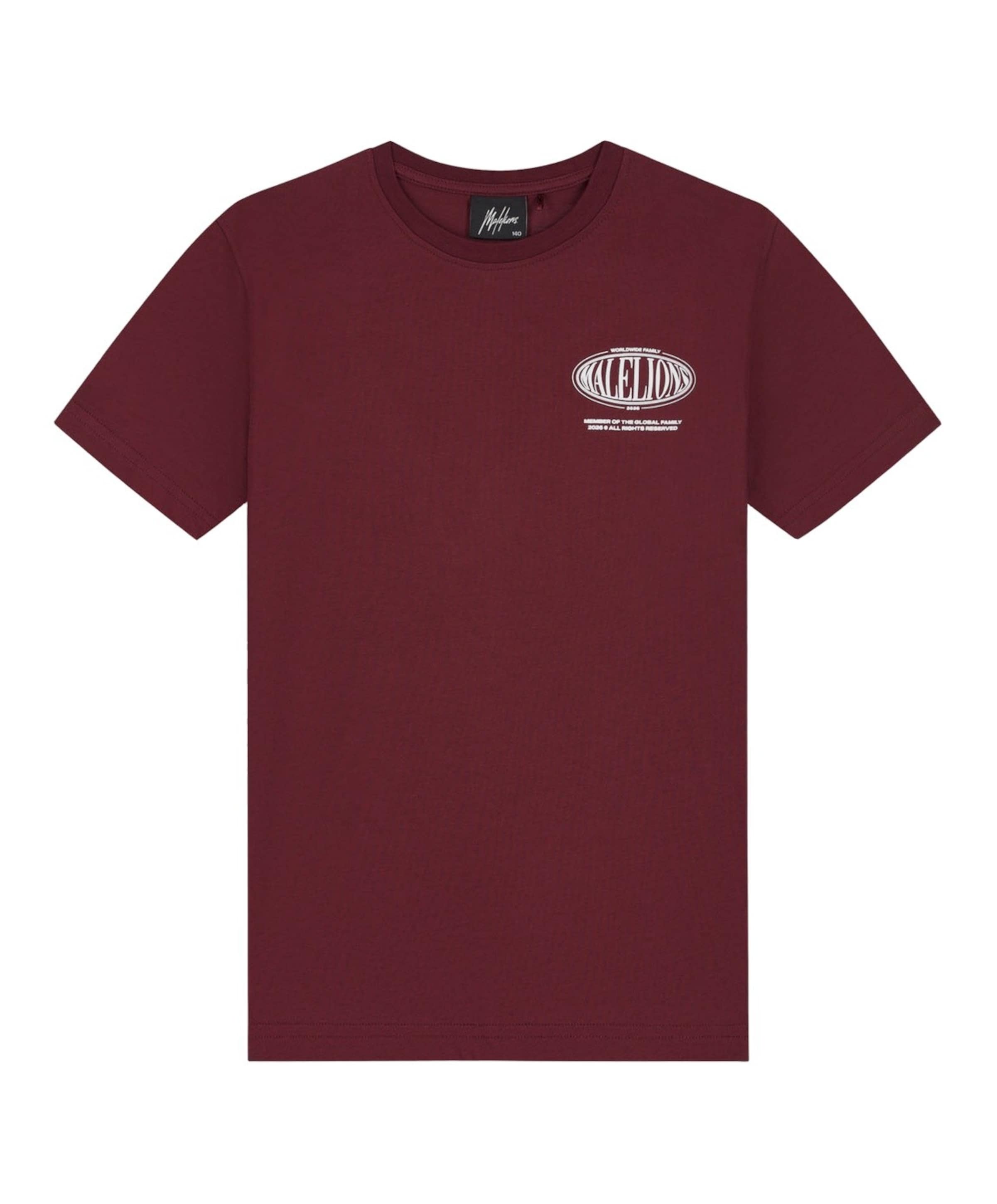 Malelions Jongens T-shirt bordeaux