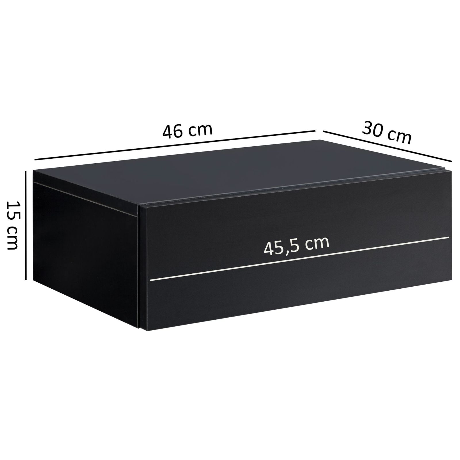 Nachtkonsole - schwarz - 46 cm breit
