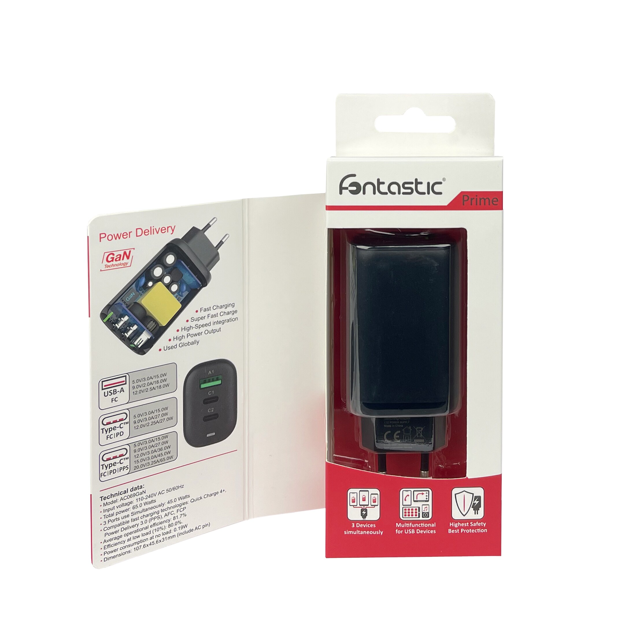 Fontastic Ultra Schnell-Reiselader „GaNto“65 Watt GaN Technologie - Fast Charge / PowerDelivery