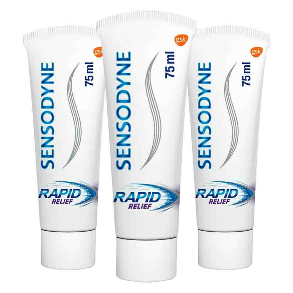 3x Sensodyne Tandpasta Rapid Relief Mint75 ml