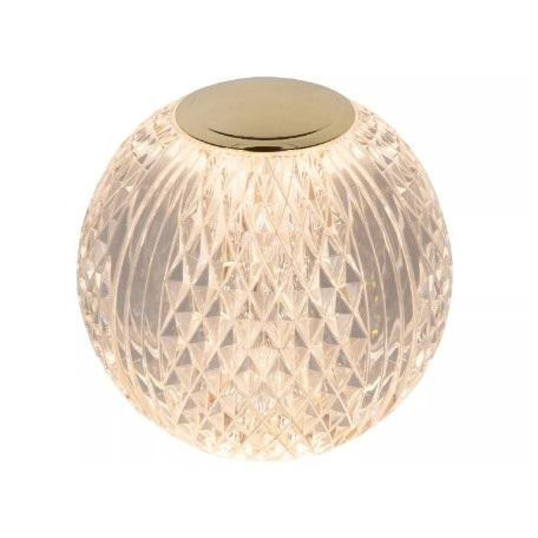 Lucide Cintra tafellamp LED oplaadbaar Ø11 2700K transparant/messing