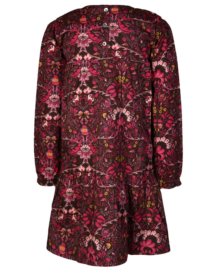 Kleid FLOWER SATIN in braun/pink