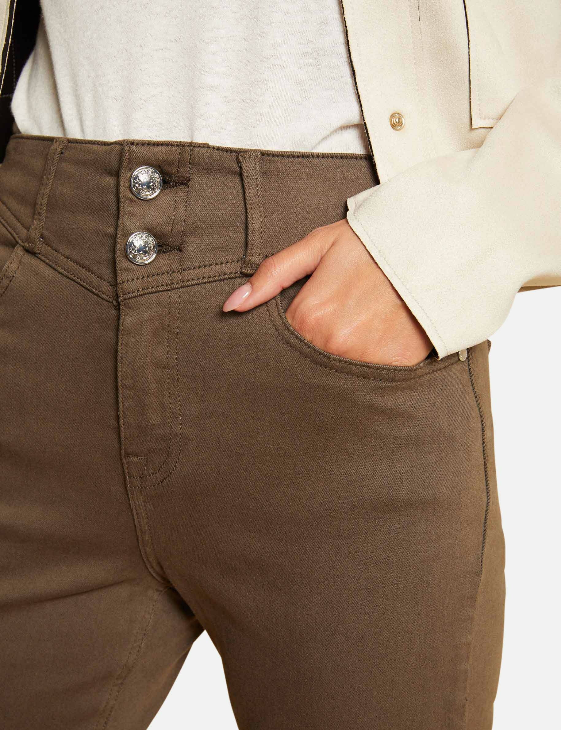 Pantalon droit taille haute 7/8ème vert kaki femme - vert_kaki