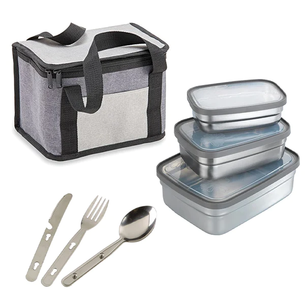 Kit sac isotherme, set de couverts et 3 lunch box en inox Wenko by Max