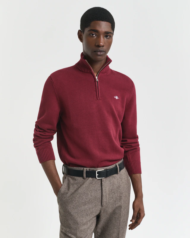 Gant Troyer »CASUAL COTTON HALF ZIP«, mit grafischer Logostickerei auf der Brust