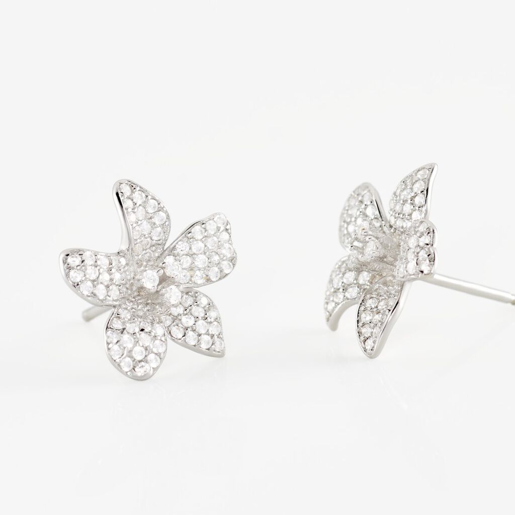 Boucles D'oreilles Puces Argent Blanc Catherine Oxydes De Zirconium