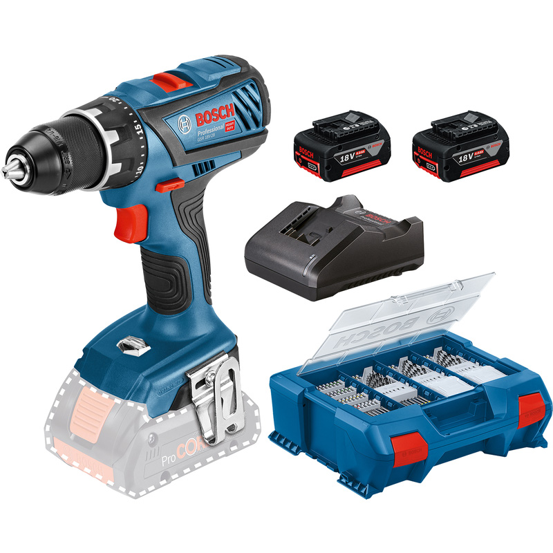 Bosch GSR 18V-28 Pick&Click accu schroefboormachine 18V 2x 4,0Ah Li-ion