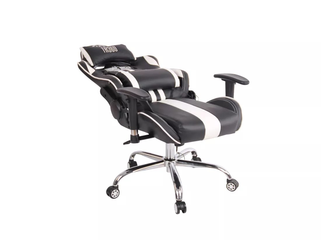 Chaise de bureau - Similicuir & Métal chromé - Noir / Blanc - Limit XM