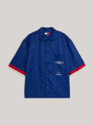 Camisa xadrez de manga curta em sarja