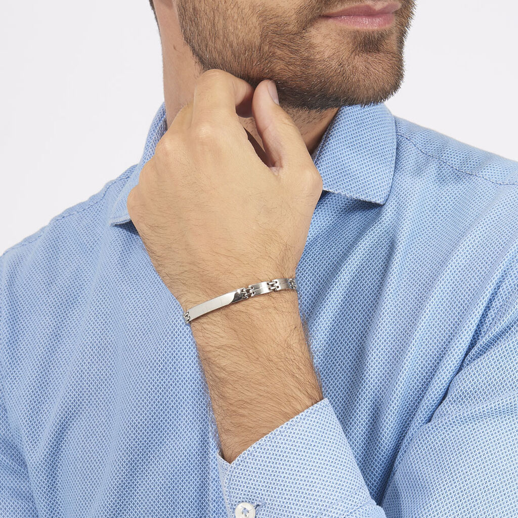Bracelet Identité Isidore Acier Blanc
