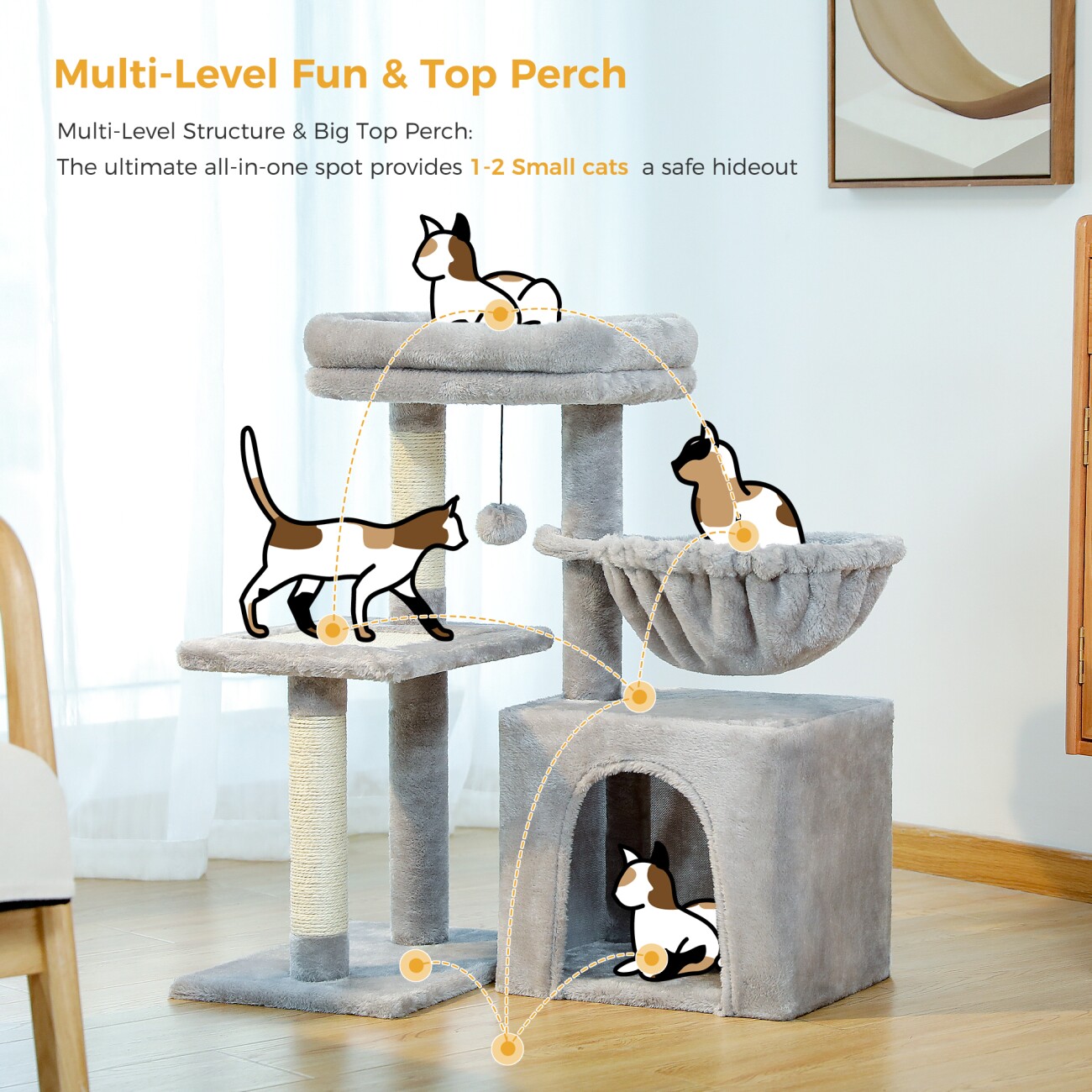 Pawz Road Kleiner Kratzbaum - 71,8 cm mit Hängematte