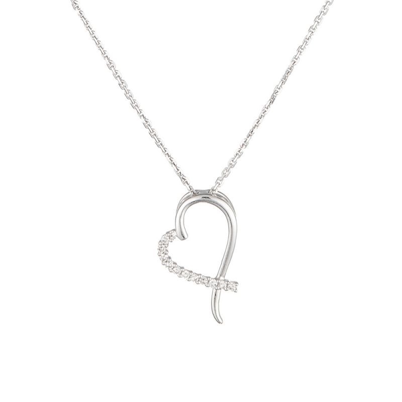 Pendentif Coeur Or Blanc et Diamant